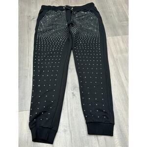 Alexander Wang Womens Jogger Pants High Rise Rhinestone Pockets Black Size XL